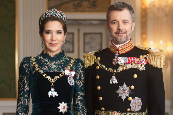 The first official portrait of Queen Mary and King Frederik of Denmark.