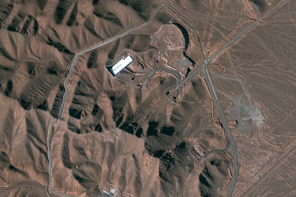 A satellite image of the Fordow facility in Iran.