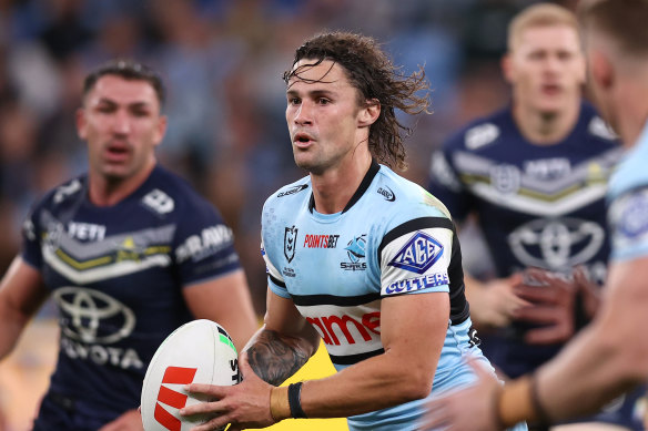 NRL finals 2024: Nicho Hynes might be on $1 million a year at the Cronulla  Sharks. But after breaking their finals hoodoo, the show is run by Braydon  Trindall