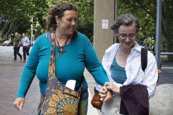 Shanelle Dawson (left) leaves the NSW Supreme Court on Thursday after reading her victim impact statement.