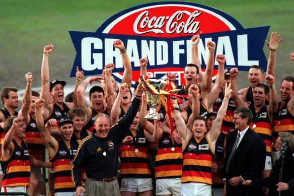 The Crows celebrate winning the 1998 grand final.