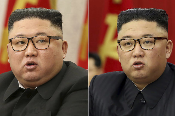 Kim Jong-un, pictured on February 8 (left) and on June 15 (right).
