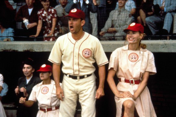 Tom Hanks and Geena Davis in A League of Their Own in 1992. 