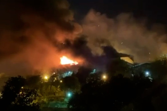 Online footage circulated showing the fire at Evin prison fire in Tehran.