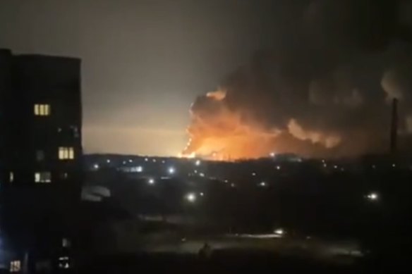 Smoke rises in Kharkiv, Ukraine’s second largest city, following Russian’s invasion.