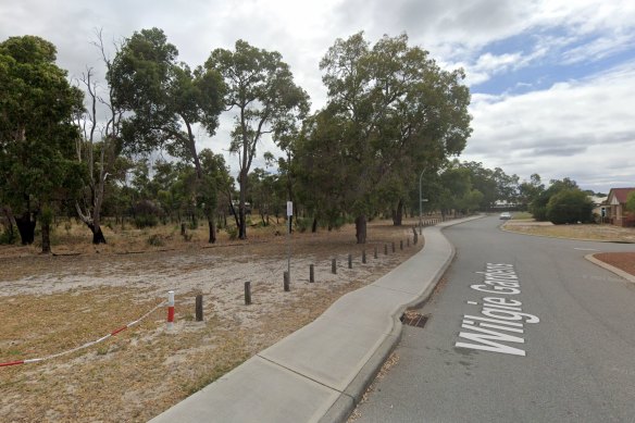 Blackadder Creek Reserve, in Perth’s north-east, where Mathew Peagram, Samuel Wood  and a third man, Thomas McMahon, were arrested over a “dead drop” drug trade in April 2021. 