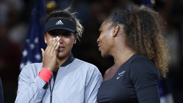 "Women of colour face impenetrable ceiling": Naomi Osaka and Serena Williams after the women's final of the US Open. 