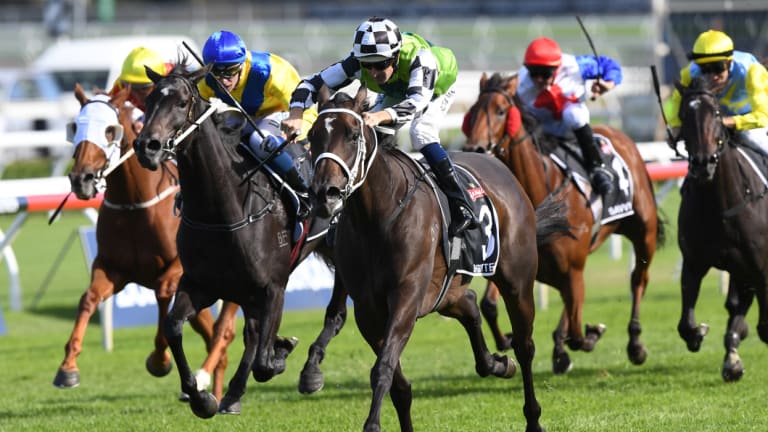 Classic winner: Hugh Bowman and Unforgotten get the job done in the Australian Oaks.