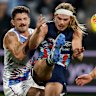 There was little by-play between the former teammates Bailey Smith, now with Geelong, and Bulldogs premiership player Tom Liberatore