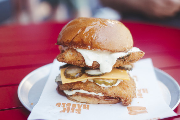 The fish fillet burger at Self Raised Snack Shoppe.