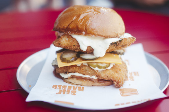 The fish fillet burger at Self Raised Snack Shoppe.