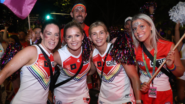 ‘Visibility is such an important factor’: Swans and FA represent sporting community at Mardi Gras