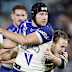 SYDNEY, AUSTRALIA - MAY 22: Matt Burton of the Bulldogs is tackled during the round 12 NRL match between Canterbury Bulldogs and Melbourne Storm at Accor Stadium, on May 22, 2026, in Sydney, Australia. (Photo by Darrian Traynor/Getty Images)