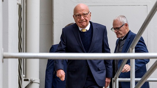 Rupert Murdoch arrives for the second day of probate court hearings in Reno, Nevada.