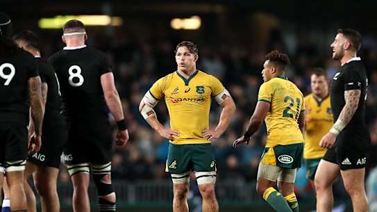 Wallabies captain Michael Hooper during last year's Bledisloe Cup. 