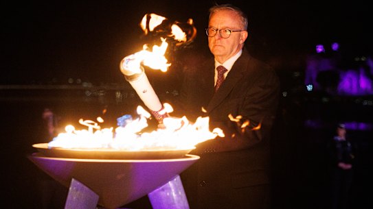 Prime Minister Anthony Albanese lit the Commonwealth beacon in Canberra, as part of Australia’s Jubilee celebrations.