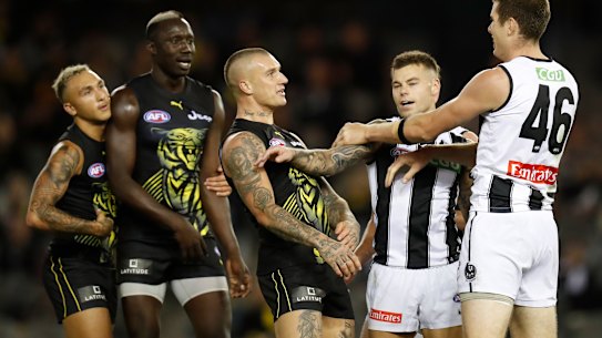 Dustin Martin and Mason Cox square off