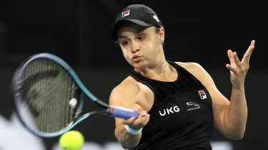 Ashleigh Barty in action.