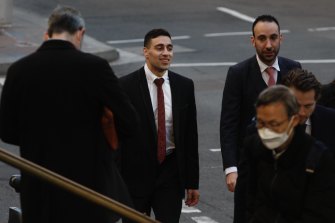 Jon-Bernard Kairouz with solicitor Eidan Havas arriving at Sydney’s Downing Centre Local Court on Wednesday morning.