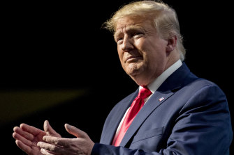 President Donald Trump takes the stage at the Turning Point USA Student Action Summit in West Palm Beach, Florida. 