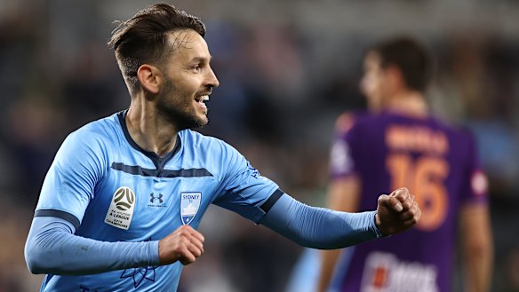 Milos Ninkovic celebrates his opener.