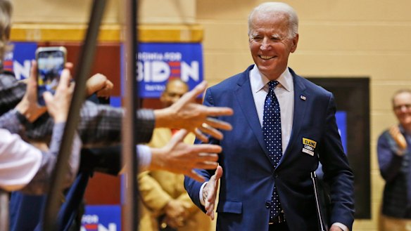Democratic presidential candidate Joe Biden during a campaign rally in March.