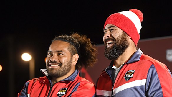 Konrad Hurrell and Andrew Fifita are waiting to hear from loved ones.