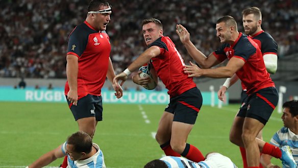 George Ford (centre) has been dropped to the England bench for the clash with the Wallabies. 