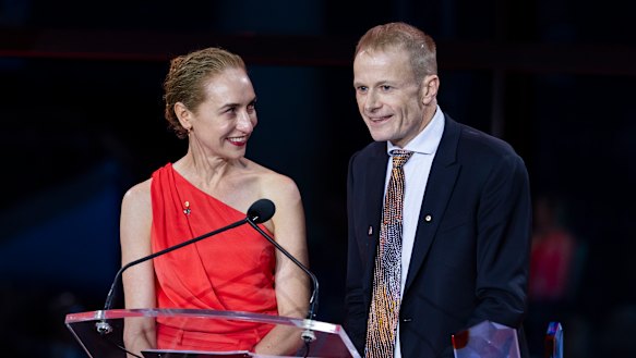 Professor Richard Scolyer with Professor Georgina Long after they were announced as the joint 2024 Australians of the Year.