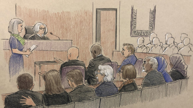 This courtroom sketch depicts former Minneapolis police Officer Mohamed Noor listening to the verdict.