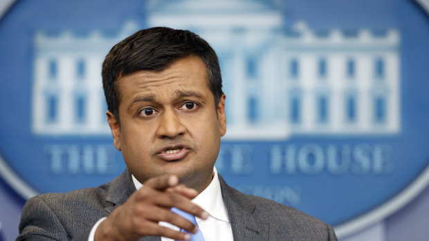 White House press secretary Raj Shah speaking in Washington on March 26.