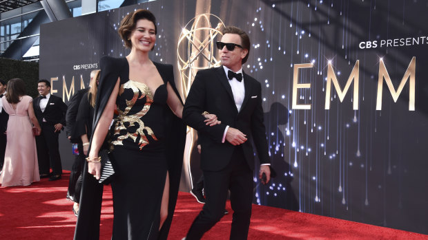 Mary Elizabeth Winstead and Ewan McGregor arrive at the 73rd Primetime Emmy Awards in Los Angeles.
