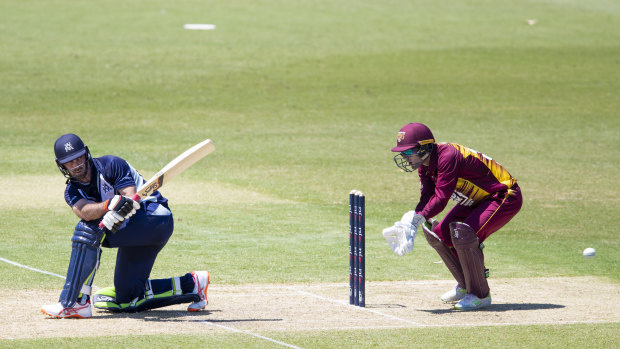 Sweeping statement: Victoria's Glenn Maxwell made his intentions clear to national selectors with a confident display of batting. 