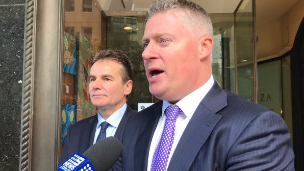 Dr Tim Steel outside court on Thursday with his lawyer Paul McGirr.