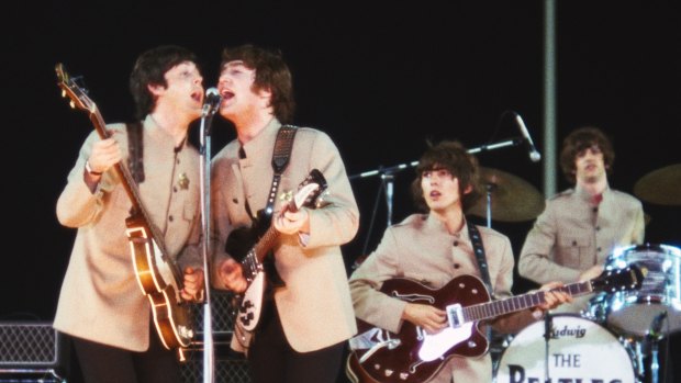 The Beatles (from left) Paul McCartney, John Lennon, George Harrison and Ringo Starr at Shea Stadium.