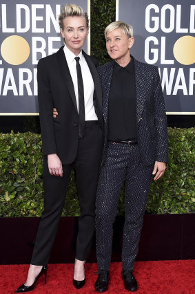Ellen DeGeneres  and her wife Portia de Rossi arrive at the 77th annual Golden Globe Awards in January this year.