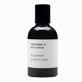 Harris wears “Petitgrain”, a citrus-scented fragrance she created, every day.