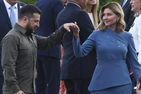 Ukrainian President Volodymyr Zelensky and his wife Olena Zelenska.