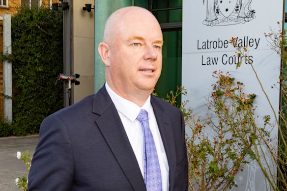 Simon Patterson leaves court after giving evidence.