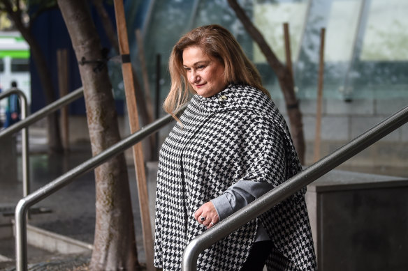Brighton Secondary College teacher Demi Flessa outside the Federal Court on Tuesday.