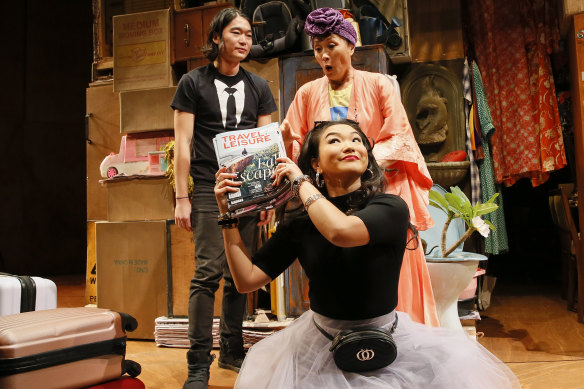 Charles Wu, Diana Lin and Michele Lim Davidson in Benjamin Law's Torch The Place.