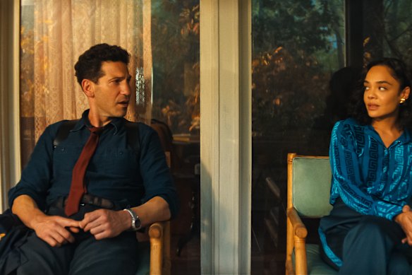Jon Bernthal as Detective Jack Harper and Tessa Thompson as Anna in His & Hers.