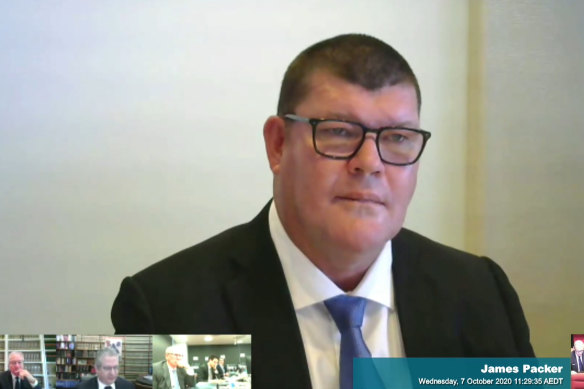 James Packer giving evidence to the NSW inquiry in October. 