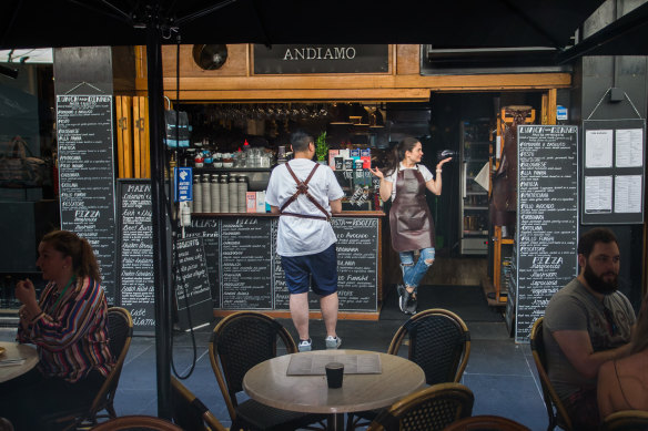 Degraves Street was humming on Thursday afternoon.