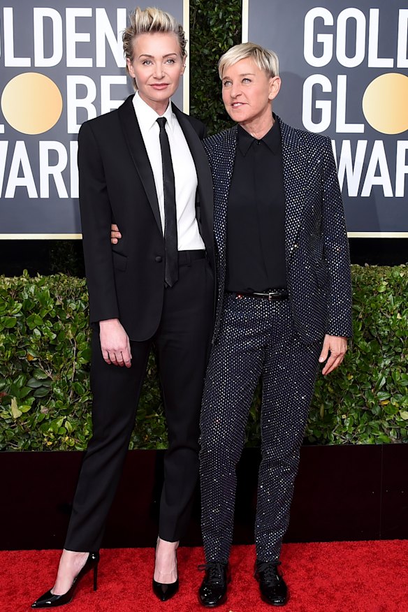 Ellen DeGeneres  and her wife Portia de Rossi arrive at the 77th annual Golden Globe Awards in January this year.