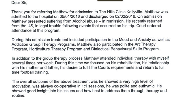 One of a number of letters detailing steps taken to address Matt Lodge's behaviour.