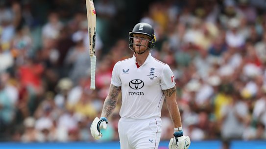 An unhappy Ben Stokes leaves Adelaide Oval.
