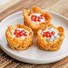Crushed potato gem cups are a perfect vessel for caviar and creme fraiche.