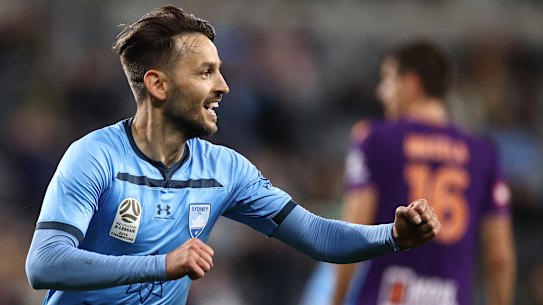 Milos Ninkovic celebrates his opener.