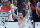 Cameron McEvoy celebrates his 50m dash.